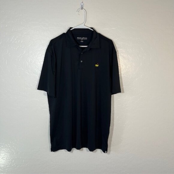 Masters Golf Polo Mens Large Agusta National Black Athletic Stretch Solid - Picture 1 of 6